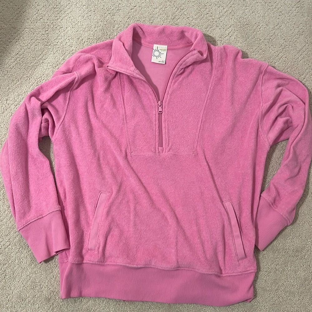 Aerie Offline Terry Pullover. Size S - roomy fit. Quarter Zip.